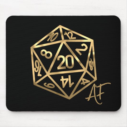 Gold D20 Crit AF | Tabletop Role Player Dice Muismat (Voorkant)