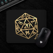 Gold D20 Crit AF | Tabletop Role Player Dice Muismat
