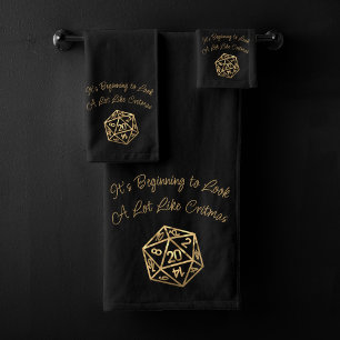 Gold D20-kernen Tabletop Role Player Dice Bad Handdoek