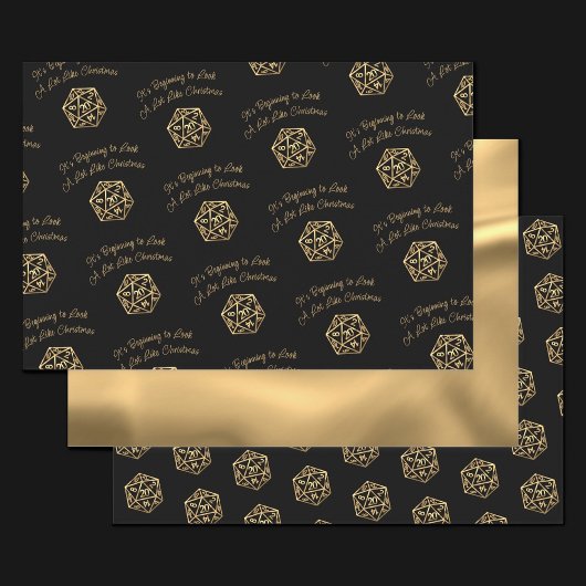 Gold D20-kernen | Tabletop Role Player Dice Inpakpapier Vel