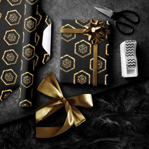 Gold D20-patroon Tabletop Role Player Dice Cadeaupapier