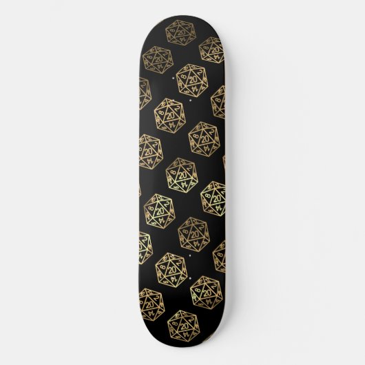 Gold D20-patroon | Tabletop Role Player Dice Persoonlijk Skateboard (Voorkant)