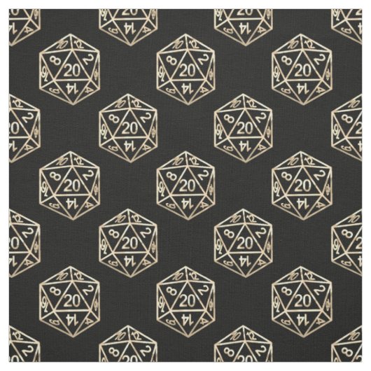 Gold D20-patroon | Tabletop Role Player Dice Stof (Swatch)