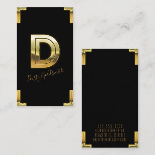 Gold D Initiaal en Visitekaartje aan de grenzen (Voorkant / Achterkant)