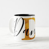 Gold 'D' Monogram met persoonlijke naam Tweekleurige Koffiemok (Voorkant links)