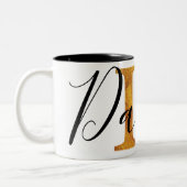 Gold 'D' Monogram met persoonlijke naam Tweekleurige Koffiemok (Links)