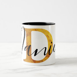 Gold 'D' Monogram met persoonlijke naam Tweekleurige Koffiemok