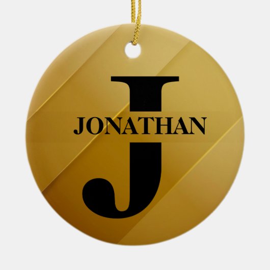 Gold Dad Initial Name Appreciation Design Keramisch Ornament (Voorkant)