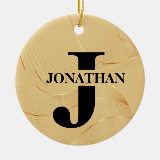 Gold Dad Initial Name Appreciation Design Keramisch Ornament (Voorkant)