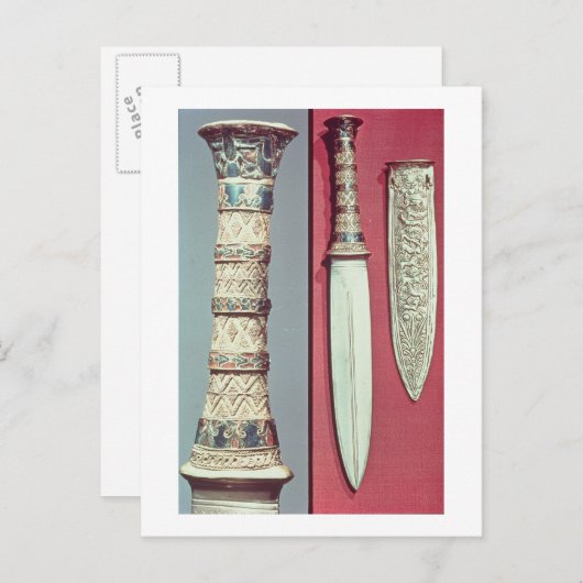 Gold dagger en sheath, Tutankhamun Treasure, c.13 Briefkaart (Voorkant / Achterkant)