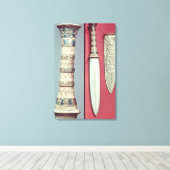Gold dagger en sheath, Tutankhamun Treasure, c.13 Canvas Afdruk (Insitu (Houten vloer))