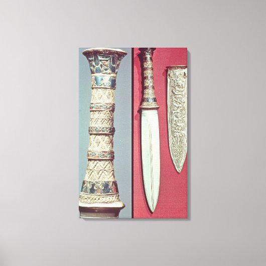 Gold dagger en sheath, Tutankhamun Treasure, c.13 Canvas Afdruk (Voorkant)
