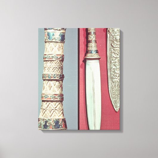 Gold dagger en sheath, Tutankhamun Treasure, c.13 Canvas Afdruk (Voorkant)