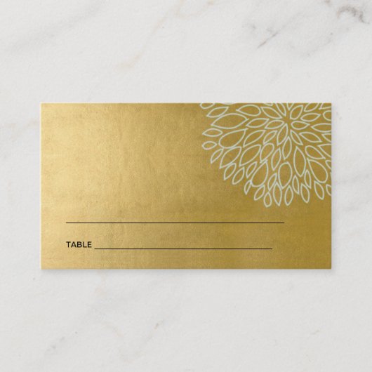GOLD DAHLIA FLORAL BAR BAT MITZVAH PLACE CARDS VISITEKAARTJE (Voorkant)