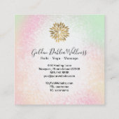*~* Gold Dahlia Pastel Peach Yellow Green AP2 Vierkante Visitekaartje (Achterkant)