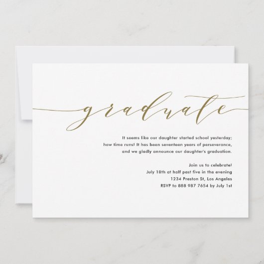 Gold Dainty Script Drie Foto Afstuderen Aankondiging (Achterkant)