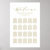 Gold Dainty Script Wedding Seating Chart Poster (Voorkant)