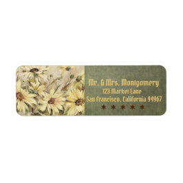 Gold Daisies met etiketten met verkoopadressen