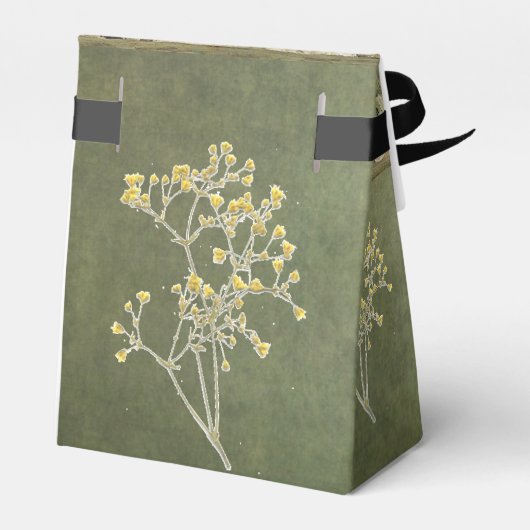Gold Daisies met Sage Wedding Favor Box Bedankdoosjes (Achterkant)