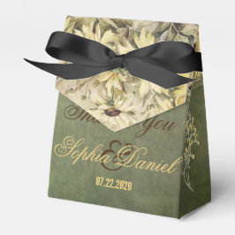 Gold Daisies met Sage Wedding Favor Box Bedankdoosjes