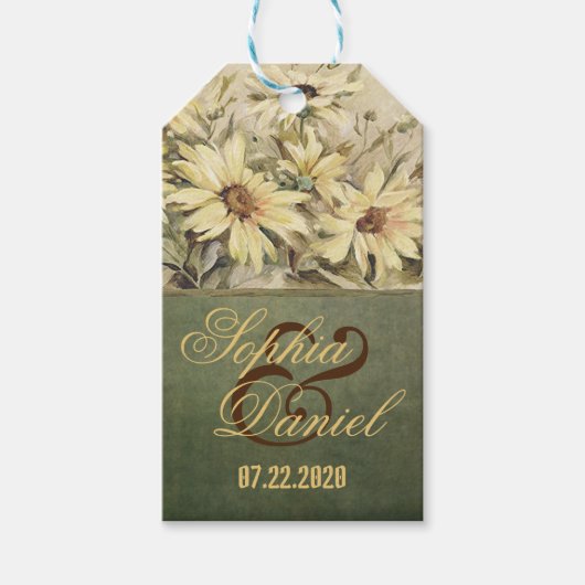 Gold Daisies met Sage Wedding Gift-Labels Cadeaulabel (Voorkant)