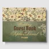 Gold Daisies met Sage Wedding Guest Book Gastenboek (Voorkant)