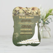 Gold Daisies met Sage Wedding Vrijgezellenfeest Ka Kaart (Staand voorkant)