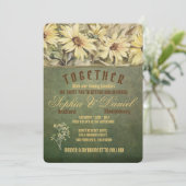 Gold Daisies op Sage Wedding Invitting Kaart (Staand voorkant)
