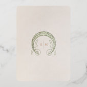 Gold  Daisy Art Nouveau Wedding Folie Uitnodiging (Achterkant)