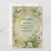 Gold  Daisy Art Nouveau Wedding Kaart (Voorkant)