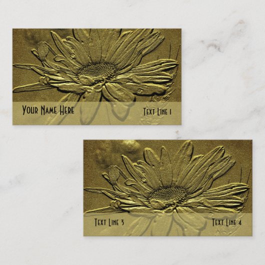 Gold Daisy Floral Visitekaartje (Voorkant / Achterkant)