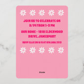 Gold Daisy ONE Eerste Verjaardagsfeestfoto Folie Uitnodiging (Achterkant)