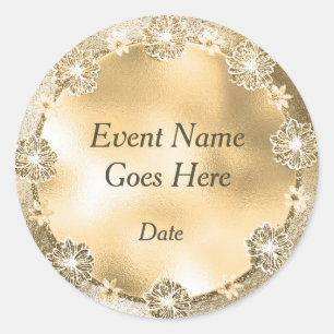 Gold Daisy Sjabloon Terug Aanpassen Ronde Sticker