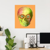 Gold Daisy Skull Poster (Thuiskantoor)