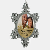 Gold Damask 1-kerst samen Foto Tin Sneeuwvlok Ornament (Links)