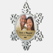 Gold Damask 1-kerst samen Foto Tin Sneeuwvlok Ornament (Rechts)
