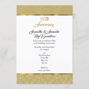 Gold  damask 50e bruiloft kaart