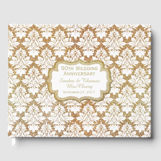 Gold Damask 50e Jubileum aangepaste gastboek Gastenboek (Voorkant)