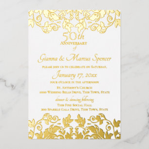 Gold Damask 50e Jubileum Folie Uitnodiging