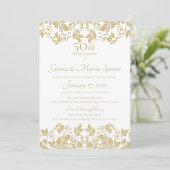 Gold Damask 50e Jubileum Kaart (Staand voorkant)