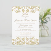 Gold Damask 50e Jubileum Kaart (Staand voorkant)