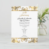 Gold damask 50e trouwdag kaart (Staand voorkant)