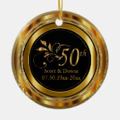 Gold Damask 50th Wedding Jubileum Keramisch Ornament (Voorkant)