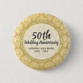 Gold Damask 50th Wedding Jubileum Ronde Button 5,7 Cm (Voorkant)