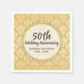 Gold Damask 50th Wedding Jubileum Servet (Voorkant)