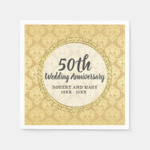Gold Damask 50th Wedding Jubileum Servet