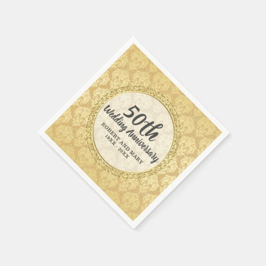Gold Damask 50th Wedding Jubileum Servet (Hoek)
