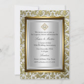 Gold Damask 50th Wedding Jubileum Uitnodiging (Voorkant)