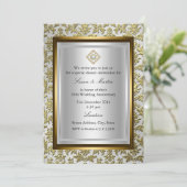Gold Damask 50th Wedding Jubileum Uitnodiging (Staand voorkant)