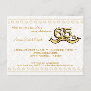 Gold Damask 65th Jubileum Celebration Invite Kaart